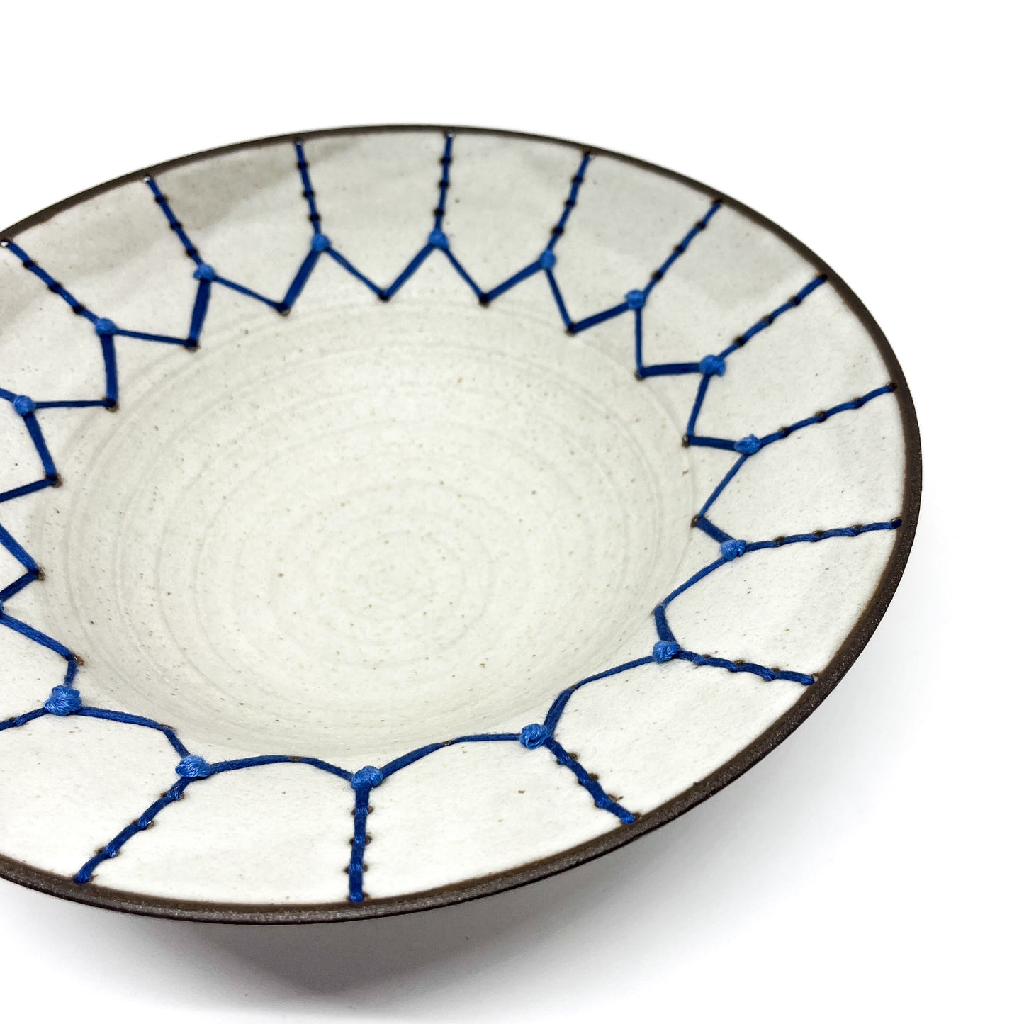 Coffee Clay Blue Embroidery Bowl #7