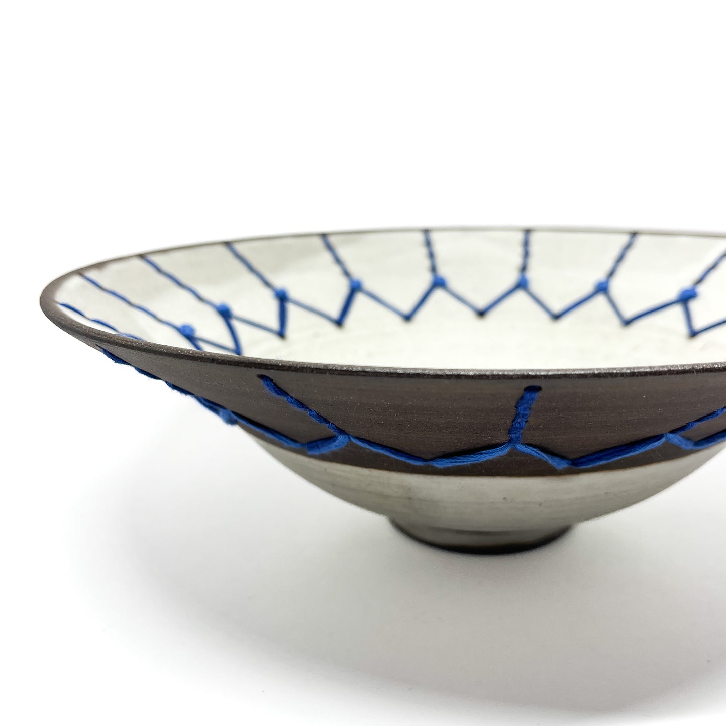 Coffee Clay Blue Embroidery Bowl #7
