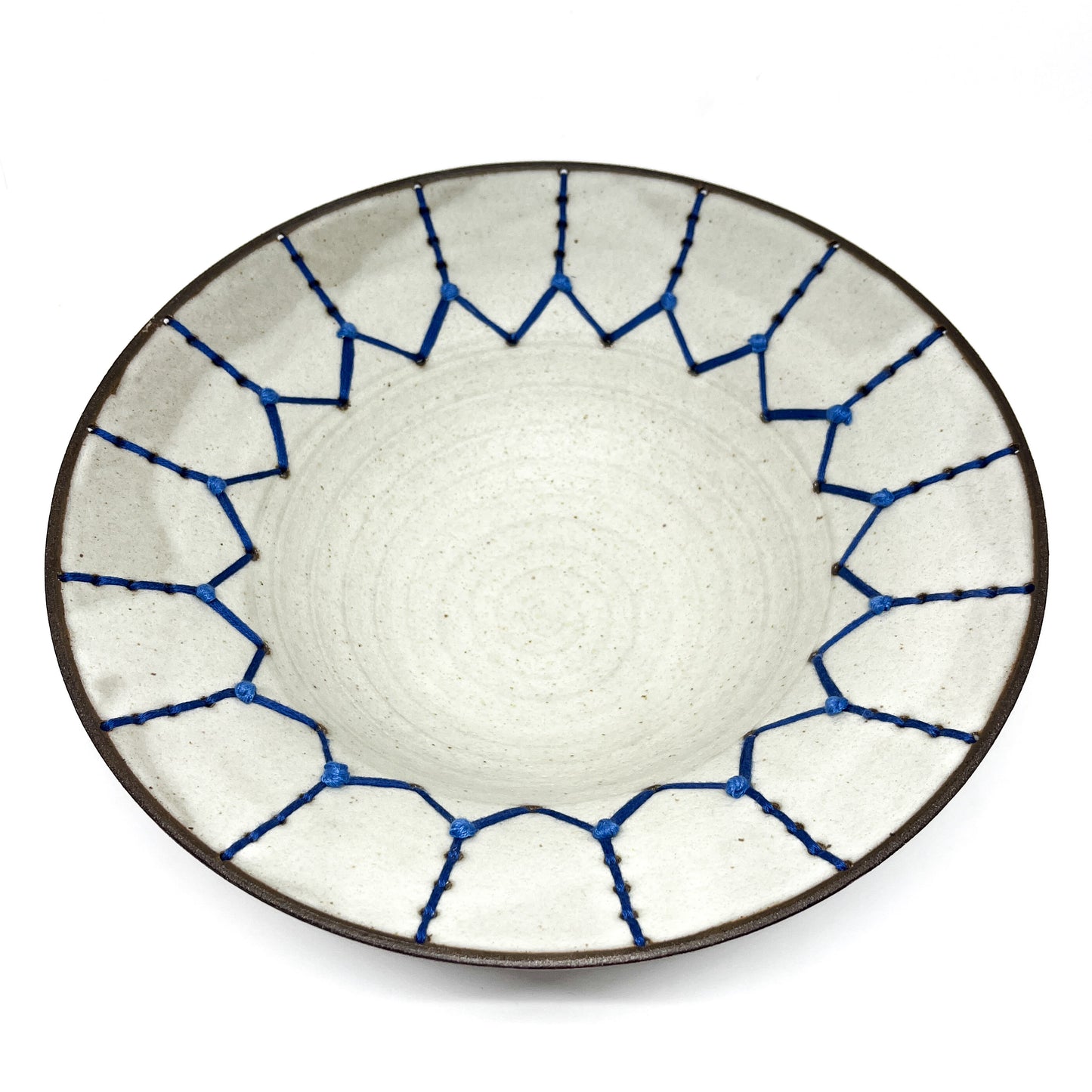 Coffee Clay Blue Embroidery Bowl #7