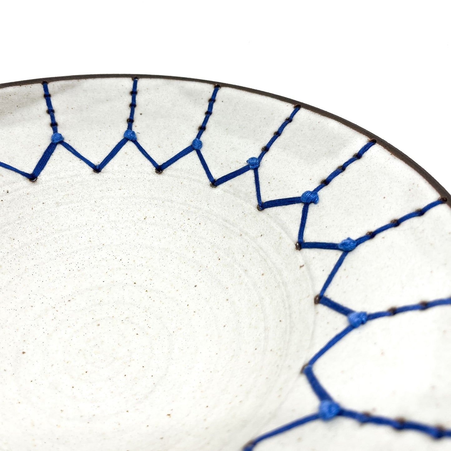 Coffee Clay Blue Embroidery Bowl #7