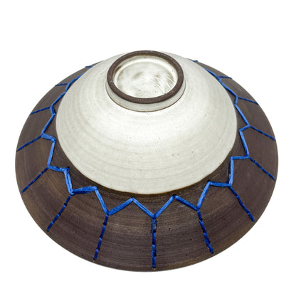 Coffee Clay Blue Embroidery Bowl #7