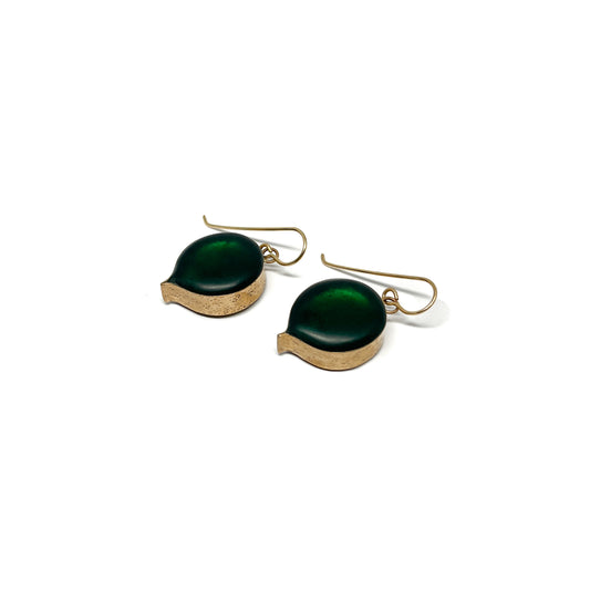 Large Deep Green Drop Earrings
