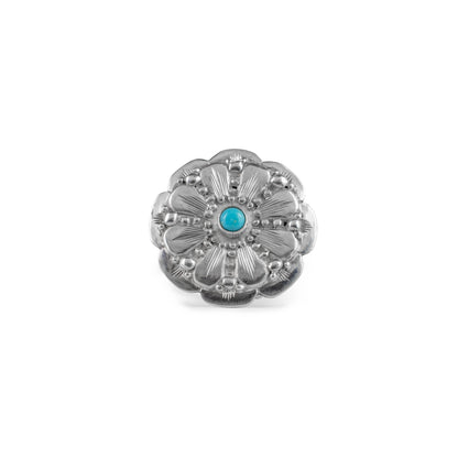 Sterling Silver and Turquoise  Flower Scarf Slide