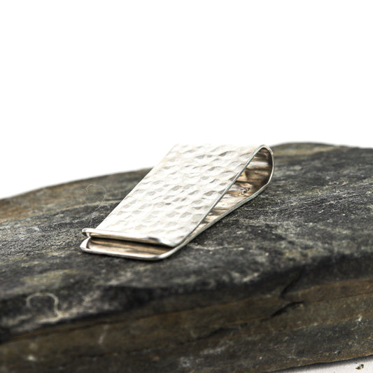Silver Money Clip with Hammered Finish