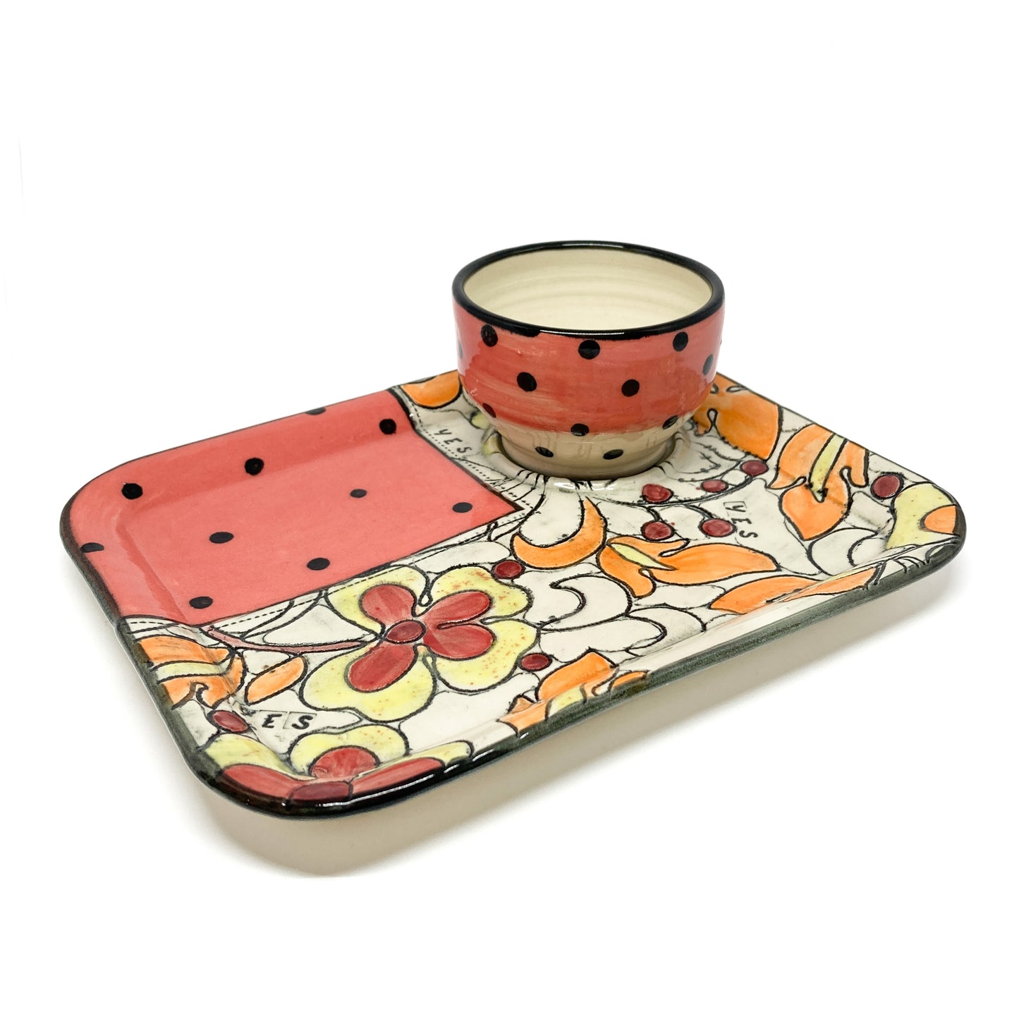 Floral Chip & Dip Set