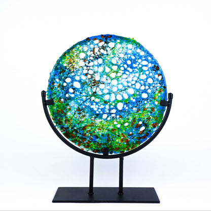"Serenity of the Deep" Fused Glass Mandela
