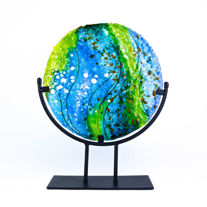 "Below the Breakers" Fused Glass Mandela