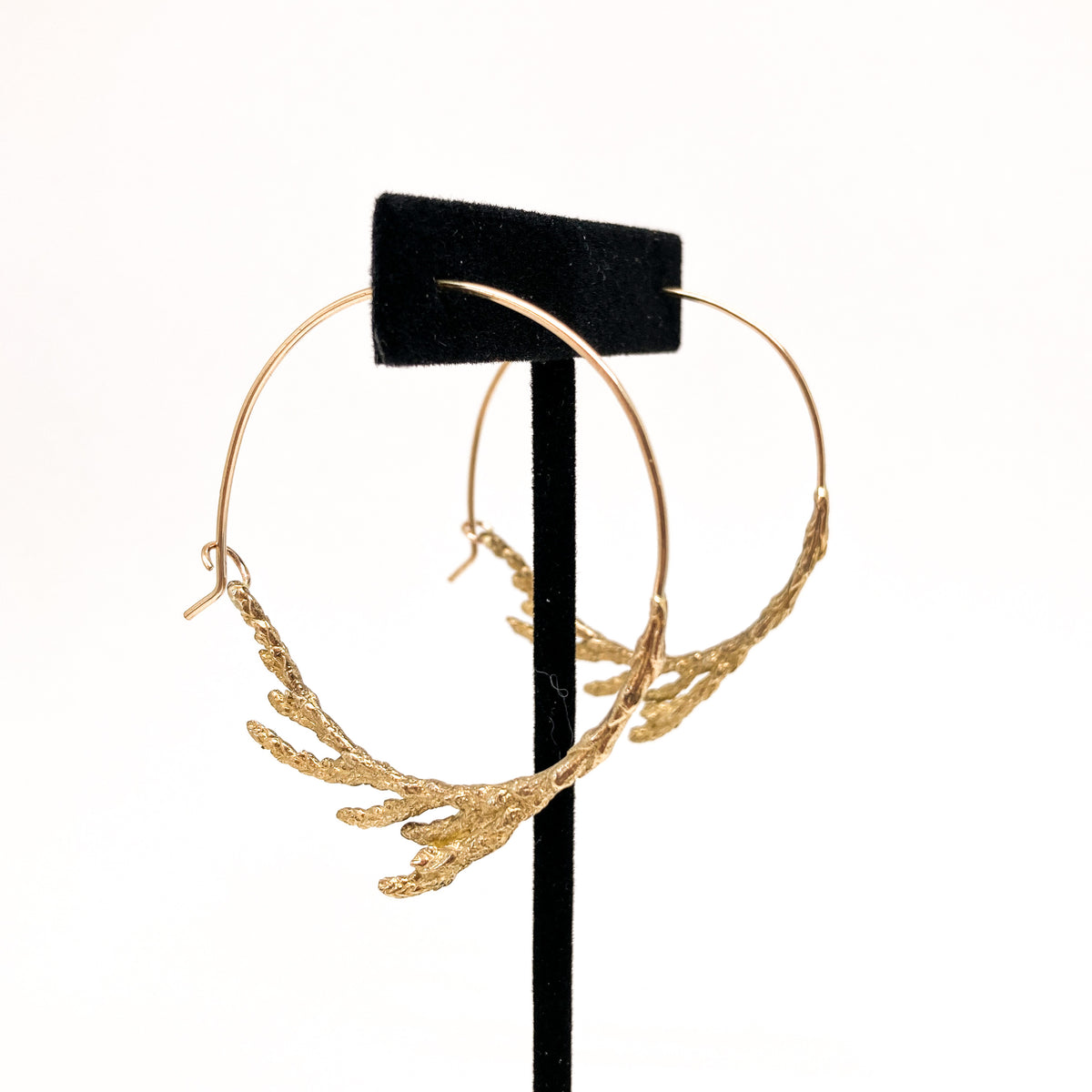Sacred Cedar Hoops in Bronze