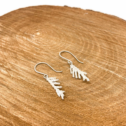 Winter Cedar Branch Earrings