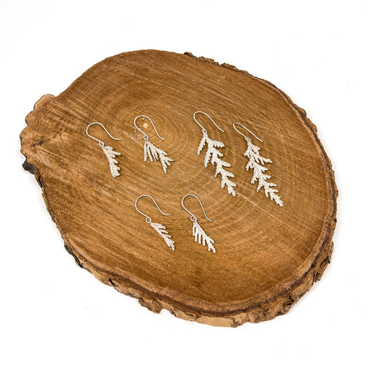 Winter Cedar Branch Earrings