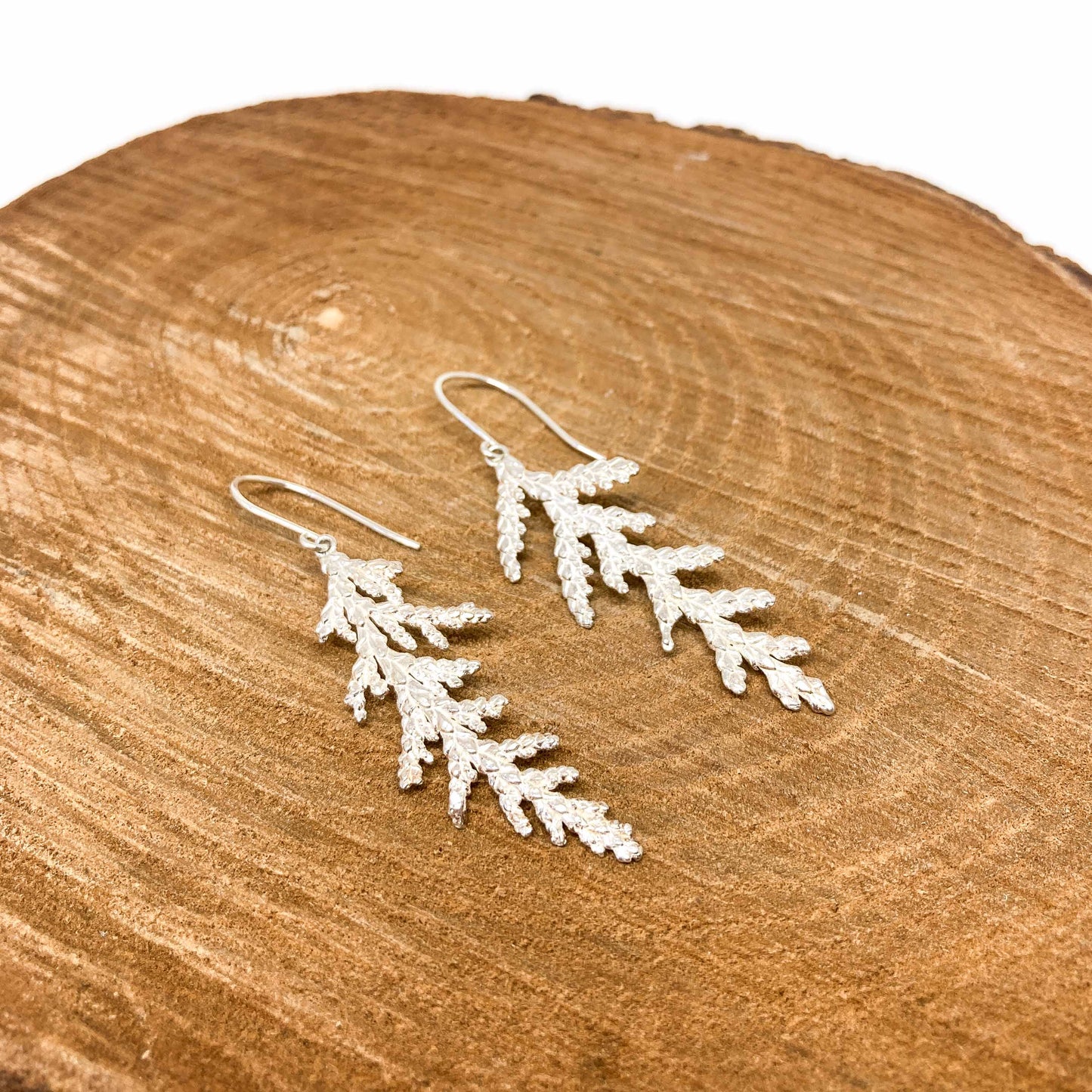 Winter Cedar Branch Earrings
