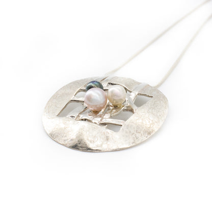 Woven Scribble Large Disc Necklace