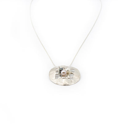 Woven Scribble Large Disc Necklace