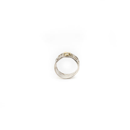 Woven Basket Ring with 18kt Gold and Diamond