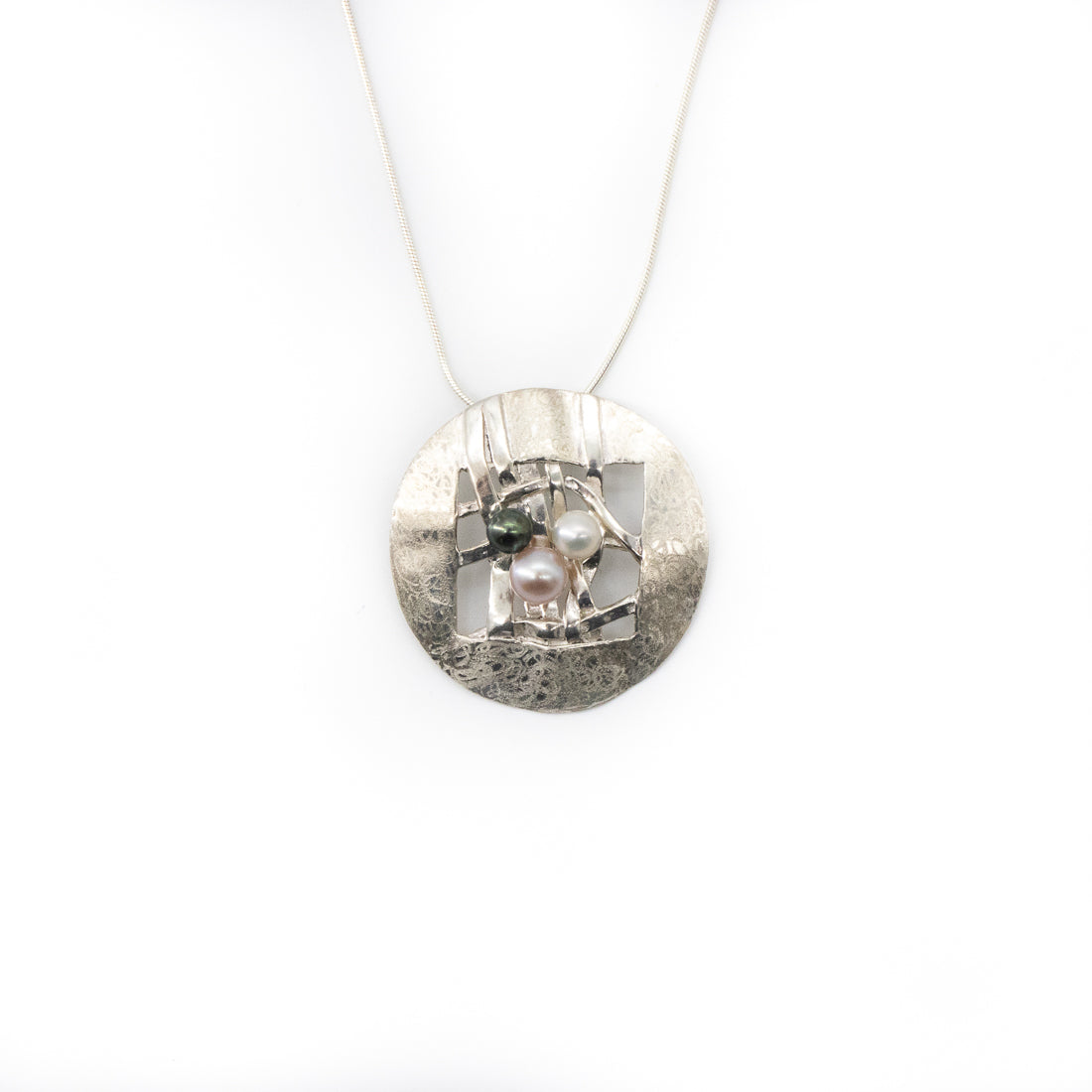 Woven Scribble Large Disc Necklace