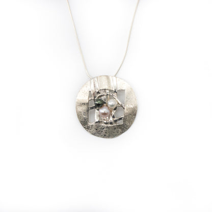 Woven Scribble Large Disc Necklace
