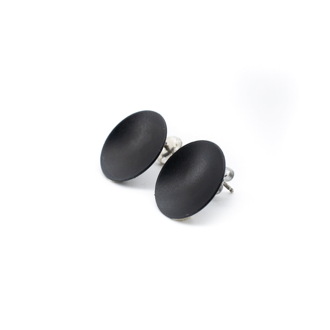 Circular Black Metallic Earrings