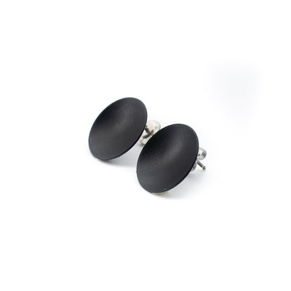 Circular Black Metallic Earrings