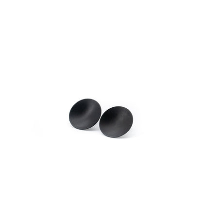 Circular Black Metallic Earrings