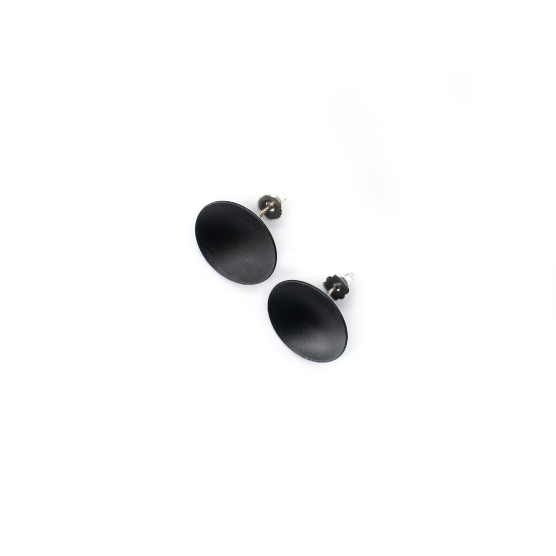 Circular Black Metallic Earrings
