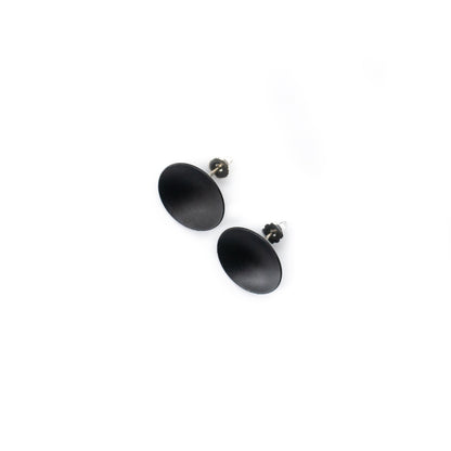 Circular Black Metallic Earrings