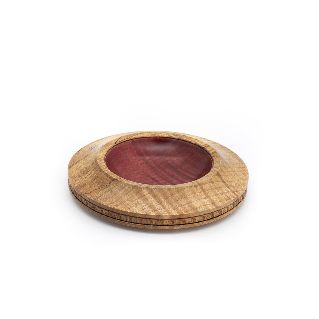 Spalted Maple Dish with Red #1412