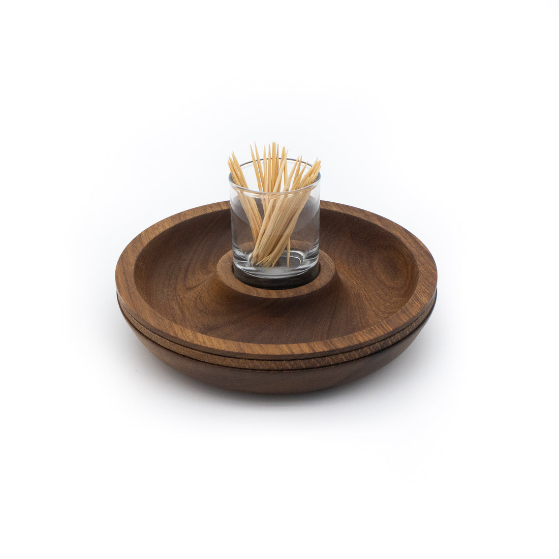 Black Walnut Olive Dish with Toothpick Holder #1249