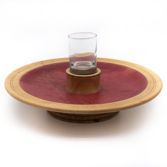 Birdseye Maple Dish Dyed Red with Toothpick Holder #1369