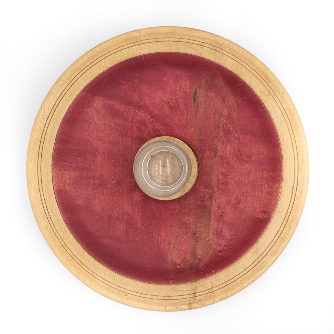 Birdseye Maple Dish Dyed Red with Toothpick Holder #1369