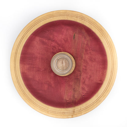 Birdseye Maple Dish Dyed Red with Toothpick Holder #1369
