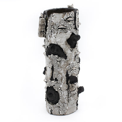 White Gold Whispers Ceramic Vase