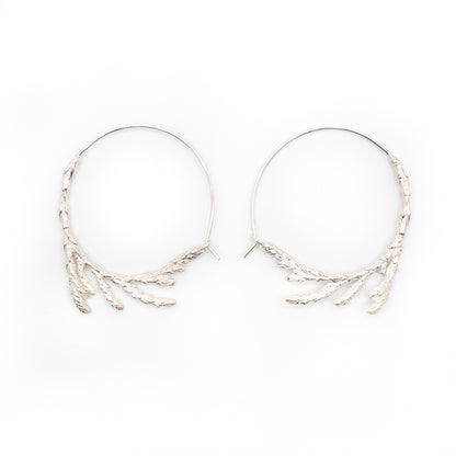 Sacred Cedar Hoops in Silver
