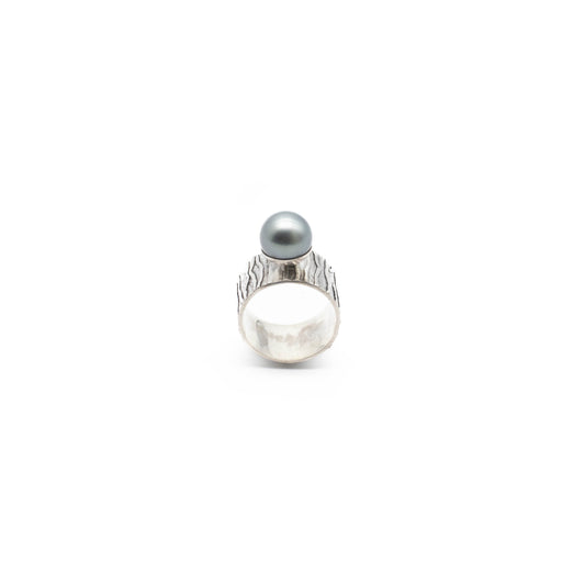 Textured Black Pearl Ring