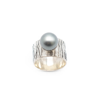 Textured Black Pearl Ring