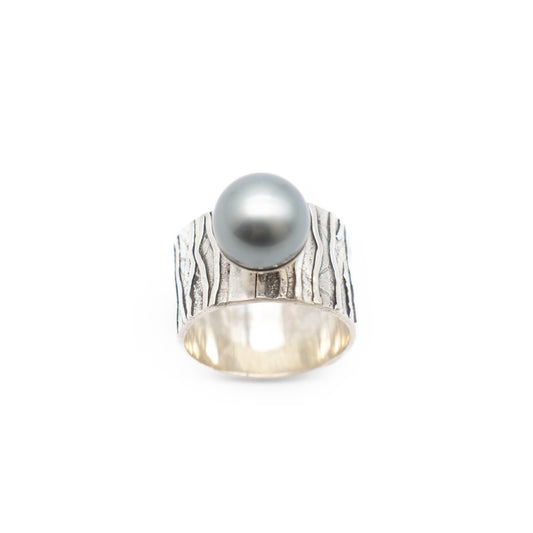 Textured Black Pearl Ring