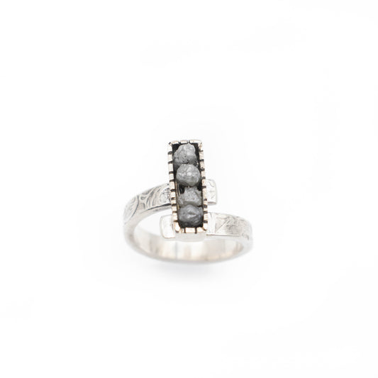 Grey Diamond Adjustable Ring