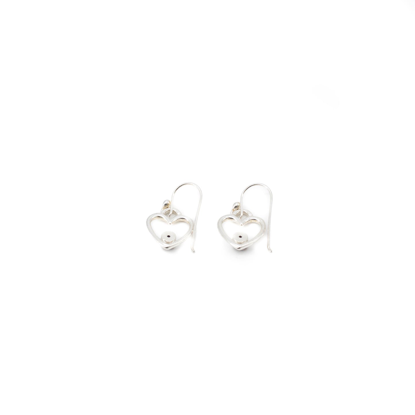 Open heart earrings with garnet