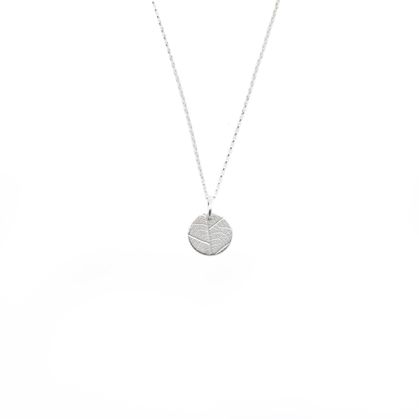 Leaf Print Disc Charm Necklace