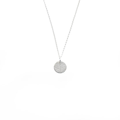 Leaf Print Disc Charm Necklace