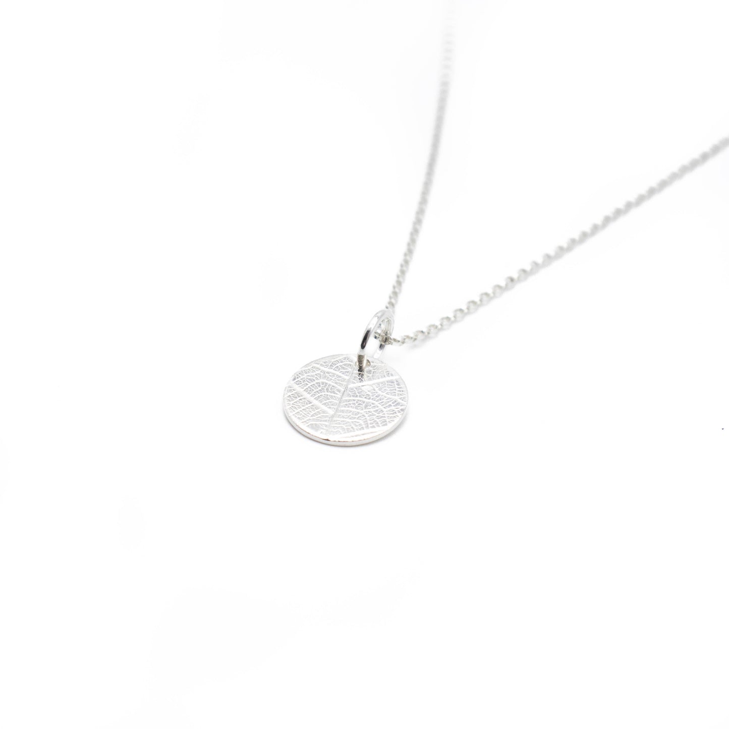 Leaf Print Disc Charm Necklace