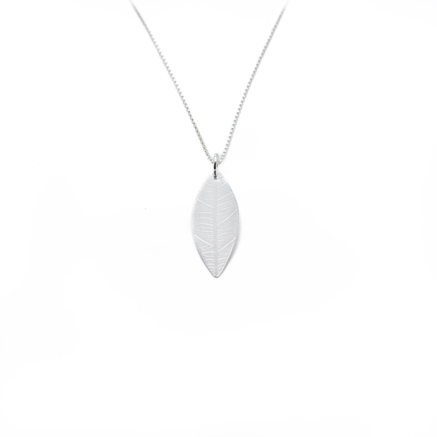 Leaf Print Disc Charm Necklace