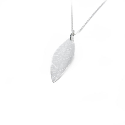 Leaf Print Disc Charm Necklace