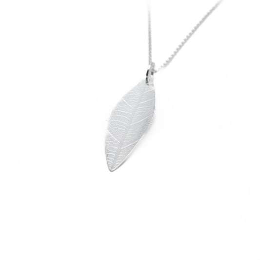 Leaf Print Disc Charm Necklace
