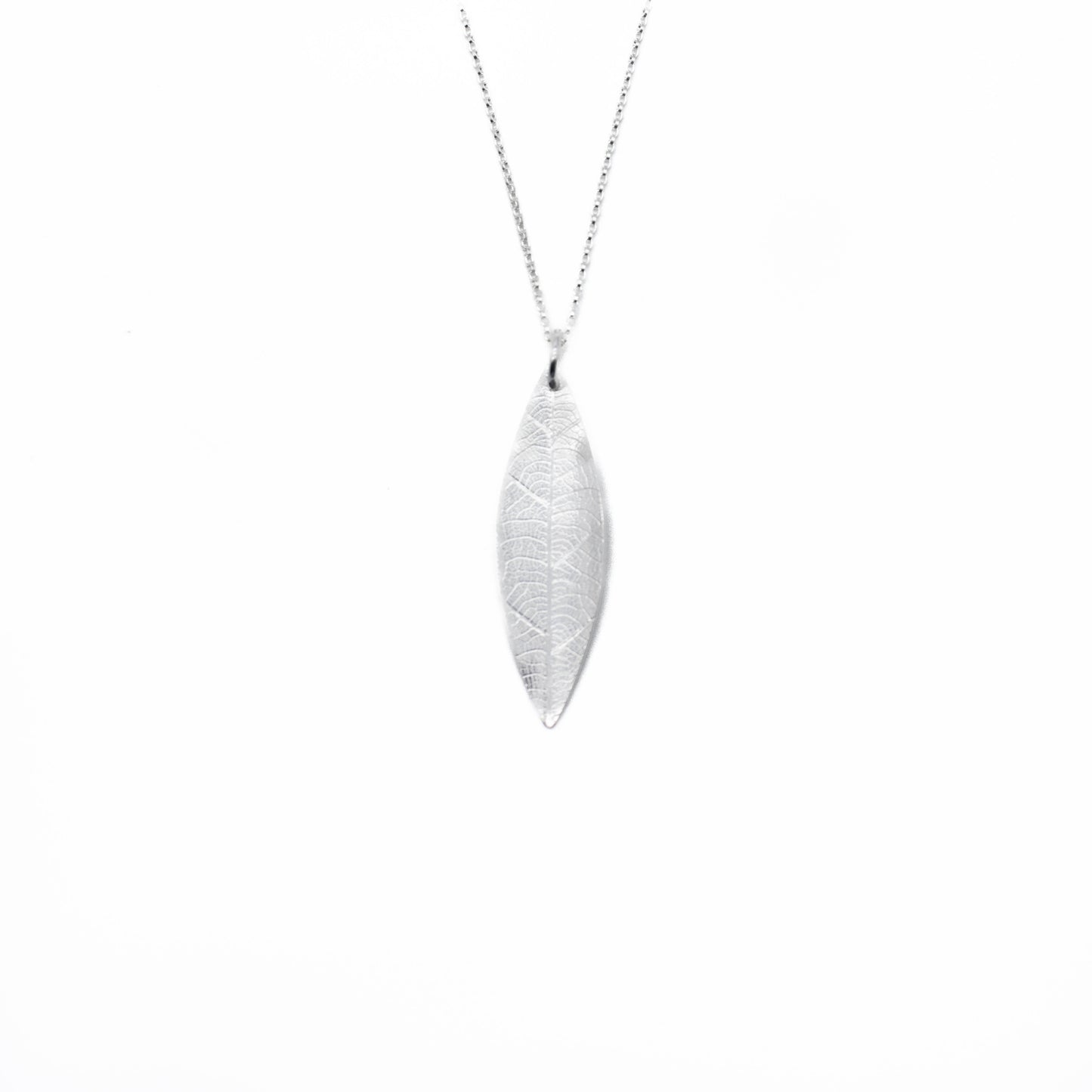 Leaf Print Disc Charm Necklace