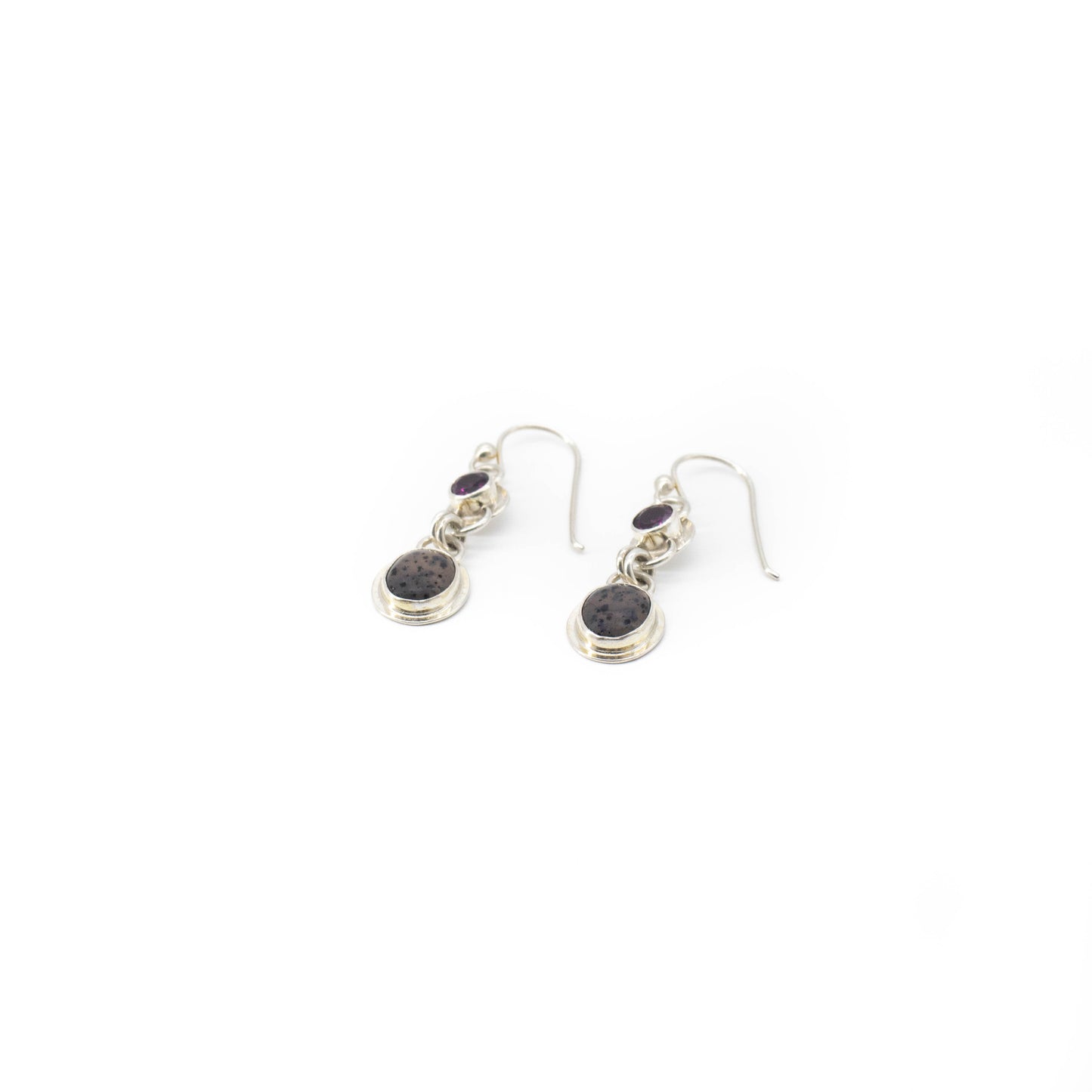 Montana agate & rhodolite garnet earring