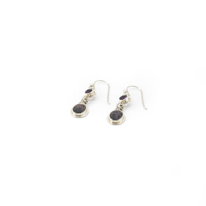 Montana agate & rhodolite garnet earring