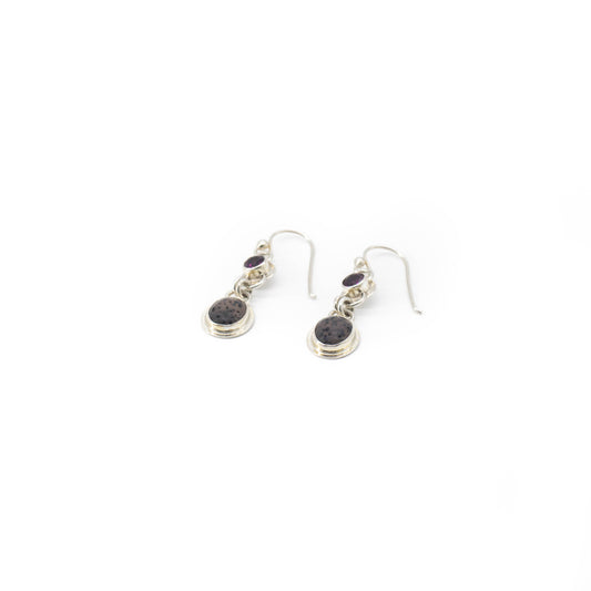 Montana agate & rhodolite garnet earring