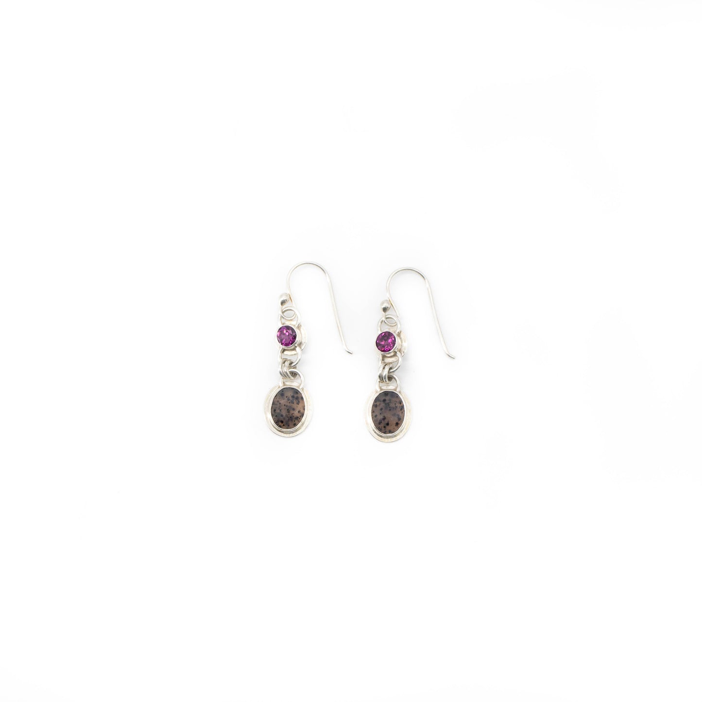 Montana agate & rhodolite garnet earring