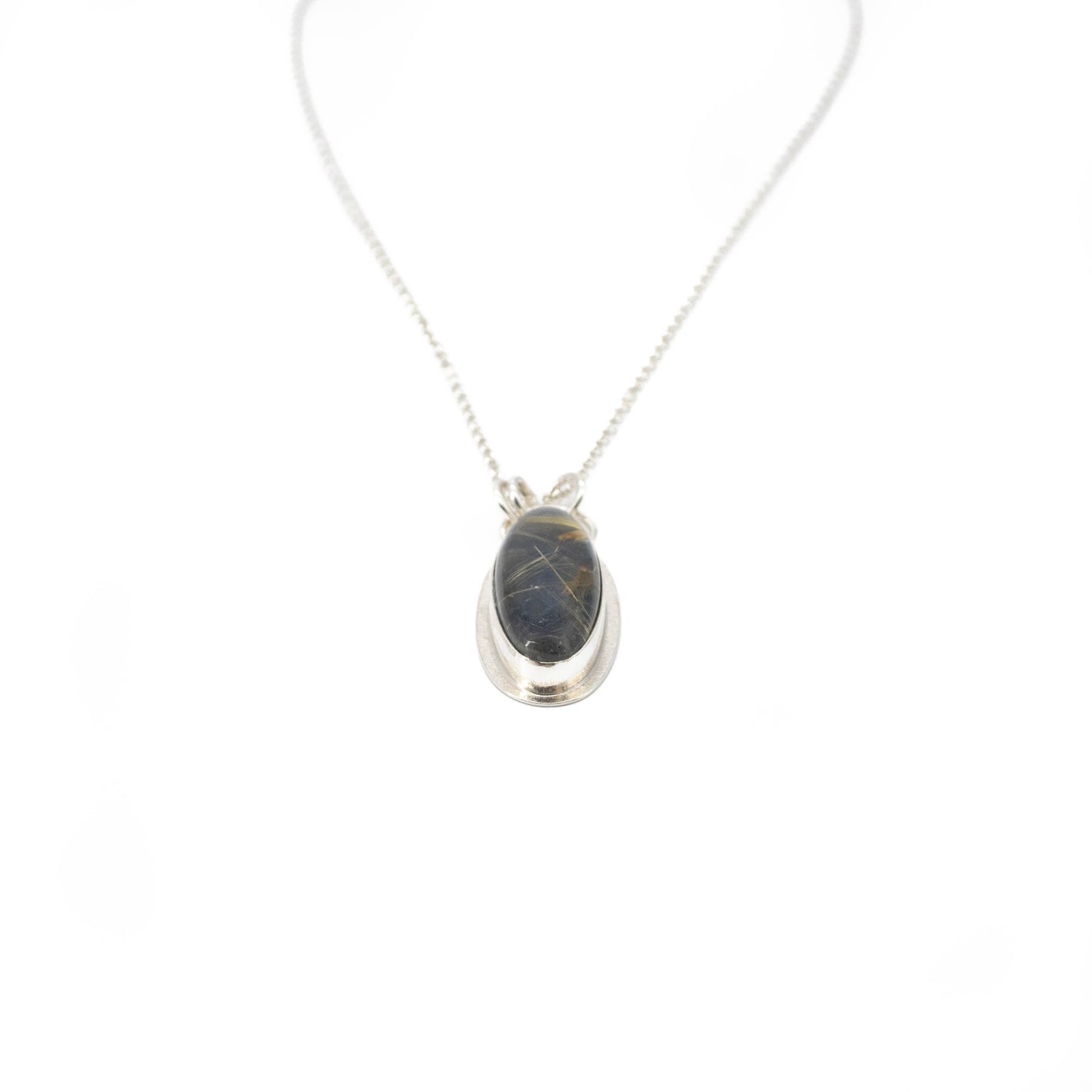 Labardorite & rutilated quartz doublet pendant