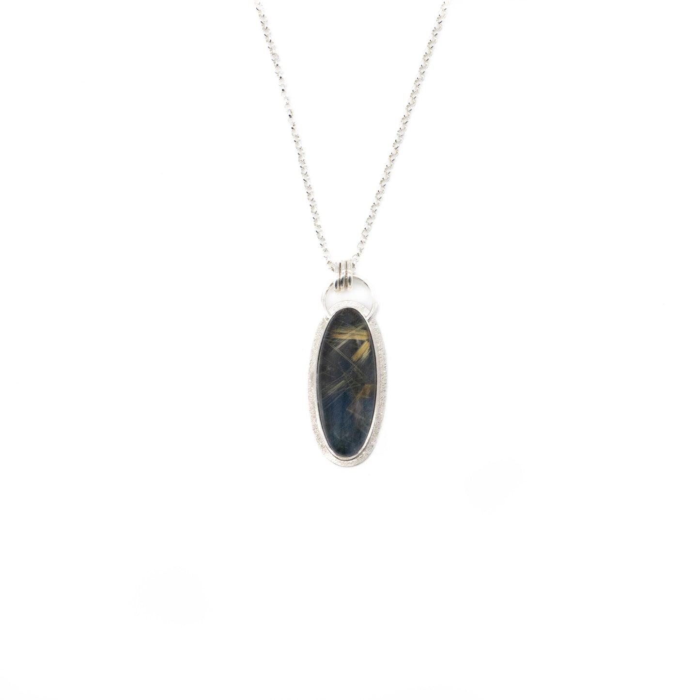 Labardorite & rutilated quartz doublet pendant
